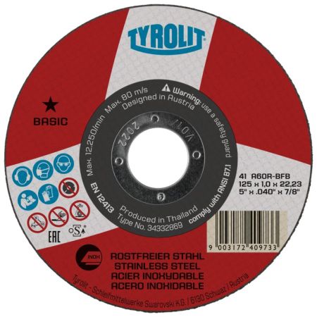 Tyrolit A60R-BF INOX Cutting Disc - 125mm x 1mm