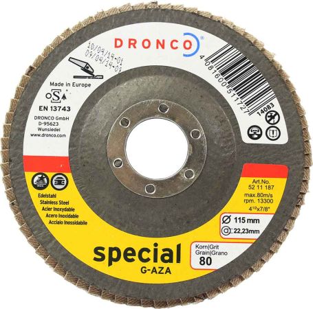 Dronco Zirconium Flap Disc 80 Grit 4.5 inch